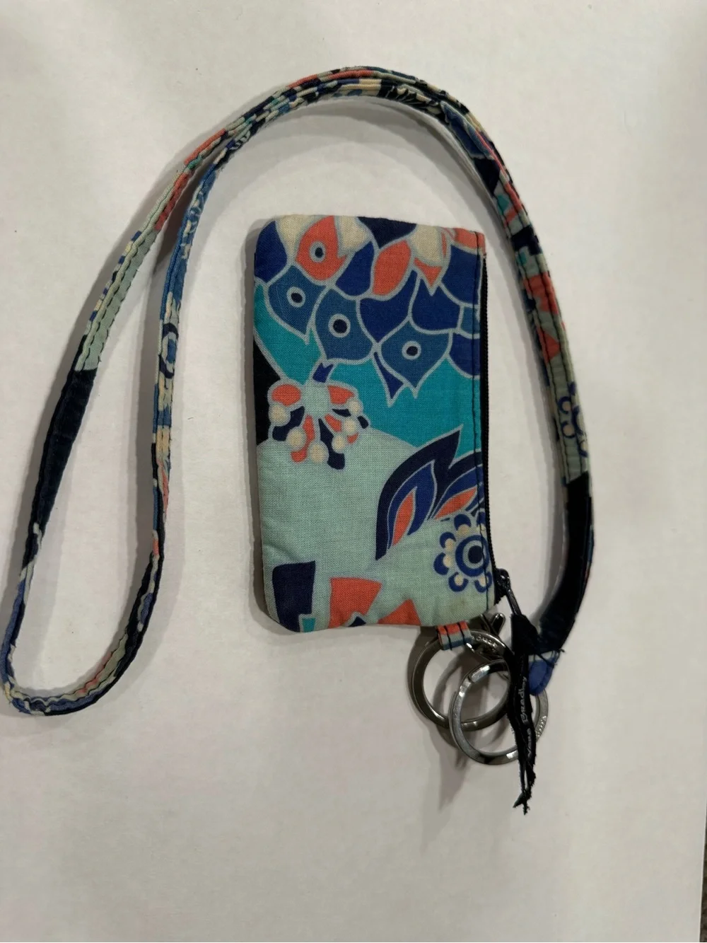 Vera Bradley Zip ID Case Wallet and Lanyard Set Lotus Flower Swirl